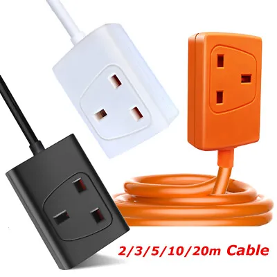 £13.99 • Buy 1 Gang Socket Power Mains Plug Extension Lead Cable 2/3/5/10M Black White Orange