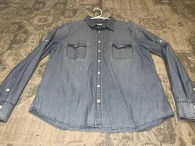 J Crew Chambray Blue Shirt Womens Sz XL X-large Long Sleeve Button-Down • $17