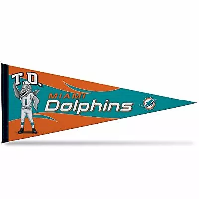 NFL Football Miami Dolphins  T. D.  12  X 30  Felt Wall Décor Pennant - Great... • $15.50