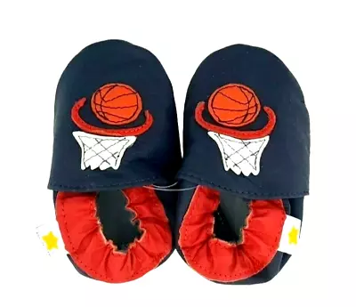 MINISTAR Navy Basketball Leather Soft Sole Shoe  Baby Boy Infant 0-6 Mo • $12.94