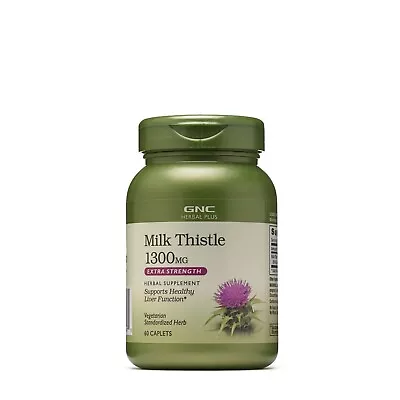 GNC Herbal Plus Milk Thistle 1300mg Extra Strength 60 Caplets(EXP:07/2024) • $23.99