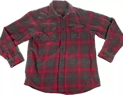 Orvis Mens Flannel Shirt  L Heavyweight Red Gray Plaid Outdoors Lumberjack • $24.97