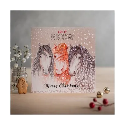 Deckled Edge Christmas Cards - HORSE CHRISTMAS CARDS ** IN STOCK ** SINGLE CARD • £3.75