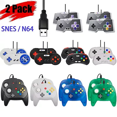 2x Wired USB SNES / N64 Controller Joystick PC Games For Mac Raspberry Pi Linux • $12.34