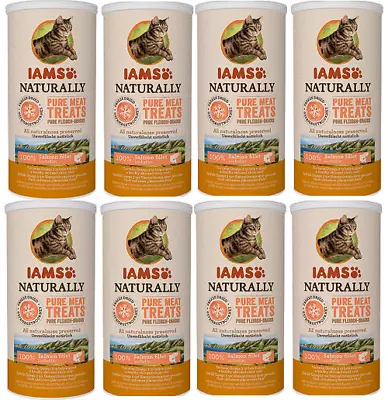 IAMS Naturally Cat Freeze Dried Salmon Fillet Pure Meat Treat 8x20g BBE 08.02.21 • £9.79