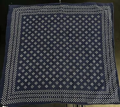 Vintage 1930’s 1940’s Selvedge Polka Dot Tuside Color Fast Indigo Bandana Hankie • $70