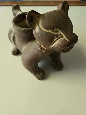 VINTAGE HAND CRAFTED CLAY MEXICAN CAT PLANTER 1970s • $28