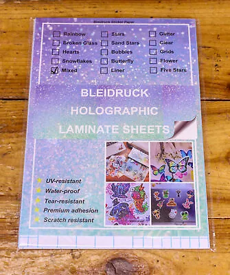Bleidruck 32 Sheets Holographic Sticker Paper Clear Vinyl Self Adhesive • $9