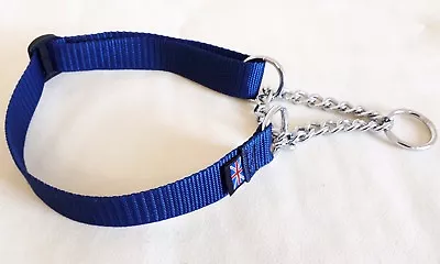 Navy Half Check/choke Training Dog Collar  Large Adjustment Fits 14 -22 <##>} • £4.75