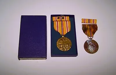 2 WWII Asiatic Pacific Campaign Medal & Ribbon Bar  And One Box • $11.95