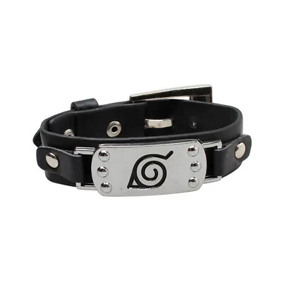 Anime Naruto Wristband Leaf Village Badge PU Bracelet Cosplay Prop Gift Boy • £4.79