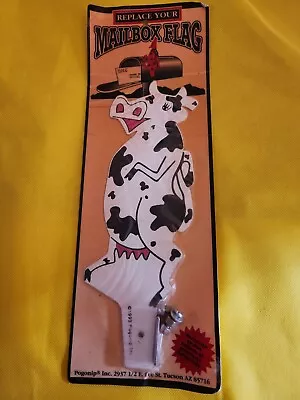 Vintage 1993 Pogonip METAL PAINTED COW Novelty MAILBOX FLAG **Some Package Wear* • $18