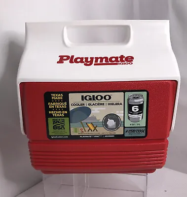 IGLOO Playmate Mini 4 Qt 3L Cooler Red White Ice Chest Lunch Box USA  EUC • $10.99