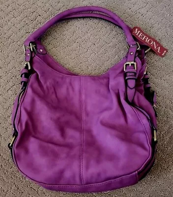 NWT Merona Purple Hobo Bag Brushed Gold Accents • $15