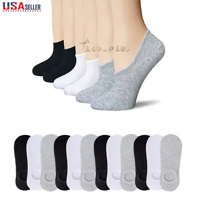 3-12 Pairs Men Invisible No Show Nonslip Loafer Low Cut Solid Cotton Socks US • $11.66