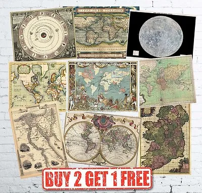Vintage High Quality Historic Antique Rare World Maps Europe Posters A1/A2/A3 • $8.78