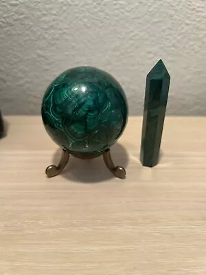 Malachite Crystal Sphere And Tower • £45