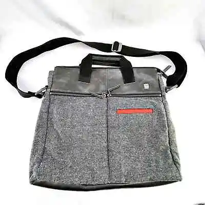 Tumi T Tech Messenger Bag Tweed Gray Shoulder Bag Detachable Strap Pockets • $59.95