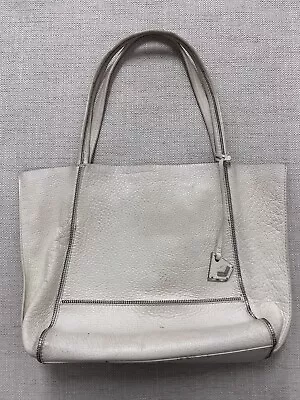 Botkier White Leather Bag Silver Lining Zip Accents • $19.99