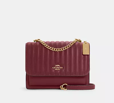 $258 • Buy NWT COACH Klare Crossbody Bag Linear Quilting Napa Leather Mauve (red/burgundy)