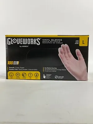 Vinyl Gloves Powder Free & Latex Free Large 100 Ct Gloves Box • $9.99