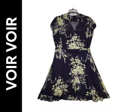 Voir Voir Woman Multicolored  Size 16 V-neck Front Flare Short Sleeves Dress • $27.75