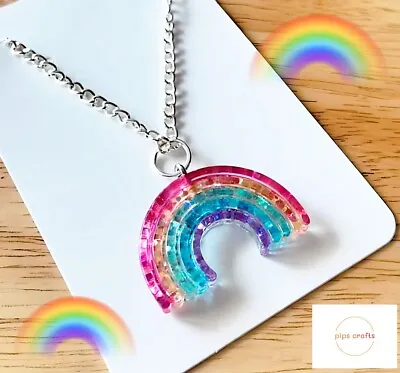 Colourful Rainbow Necklace - 18 Inch Silver Chain Quirky Handmade Jewellery • £3.95