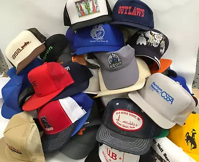 LARGE Lot Of 46 Vintage Snapback Hats Caps Western Brands Souvenir Businesses • $70