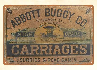 Abbott Buggy Co Carriages Metal Tin Sign Wall And Deco • $18.93
