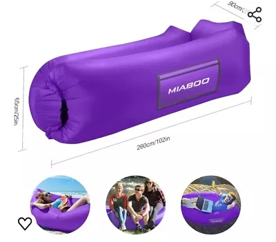 MIABOO Inflatable Lounger Air Sofa Camping Festival Beach Chair - Blue • £5