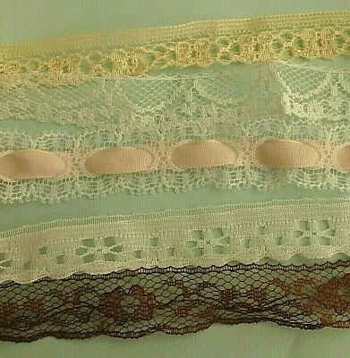 Lace . Vintage .Dolls Clothes. Card Making. Crafts. 14 Assorted Yards. B • £10.50