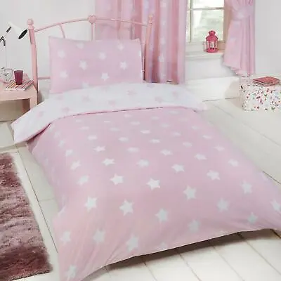 Pink And White Stars Junior Toddler Duvet Cover Set Kids Bedding • £13.49