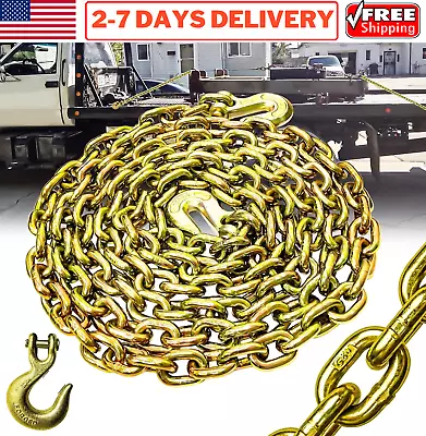 1/2  3/8  5/16  Transport Binder Chain 10′ 15′ 20′ Tie Down Tow Clevis Grab Hook • $63.99