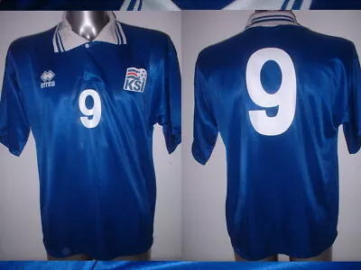 Iceland Errea Adult XL Shirt Jersey Football Soccer Player Vintage Trikot KSI 9 • £74.99