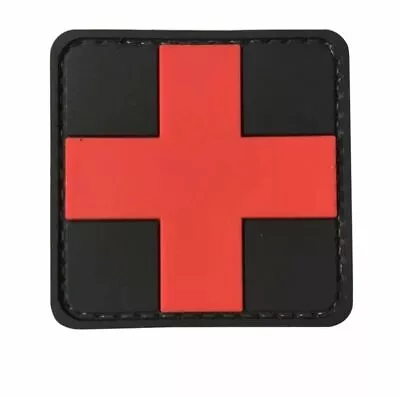 Medical Cross Red Symbol Rubber PVC EMT Medic First Aid Patch W/ Hook Fastener • $6.25