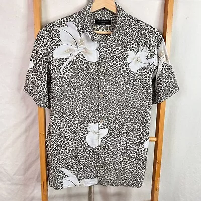 Allsaints Button Up Shirt Mens Medium Leopard Print Short Sleeve • $32.59