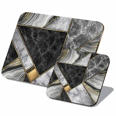 £9.99 • Buy 1x Cork Placemat & Coaster Set - Marble Granite Agate Effect Collage #21844