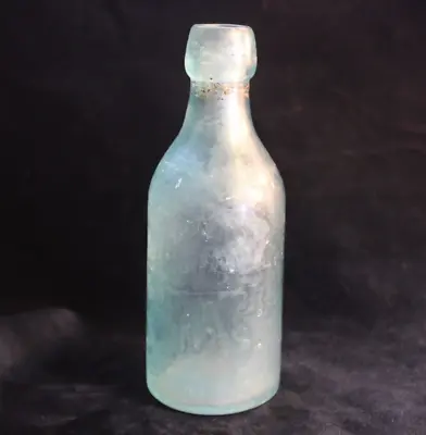 MARTINELLI'S SODA WORKS MS Applied Blob Top Aqua Embossed Western Soda Bottle • $48