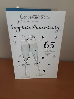 Blue Sapphire  (65yrs) Wedding Anniversary Card By ICG  • £2.50