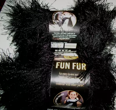 Four  Fun Fur Eyelash Yarn =BLACK   - Unused • $8.99
