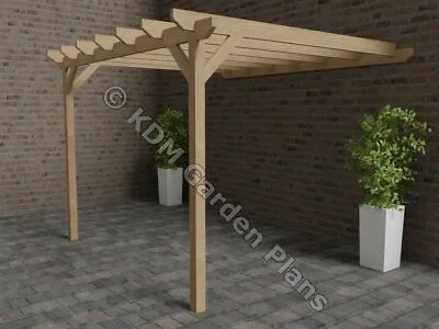 Woodwork Plans For Garden Lean To Pergola 2.8m X 3m DIY (Plans Only By Email) • £11.99