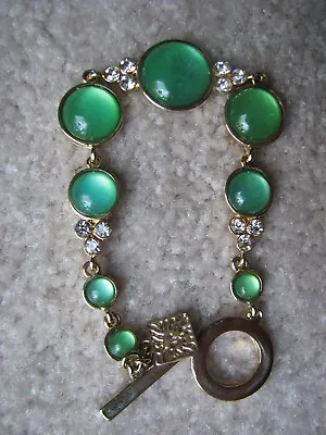 ANNE KLEIN Gold Tone And Green VTG Bracelet • $7.99