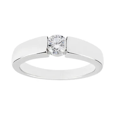 SIRI Sterling Silver Round Cubic Zirconia Men's Solitaire Wedding Ring 6;7;8;9; • $72