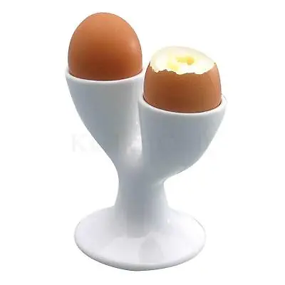 White Porcelain Double Egg Cups - Packs Of 1 2 4 6 • £8.98