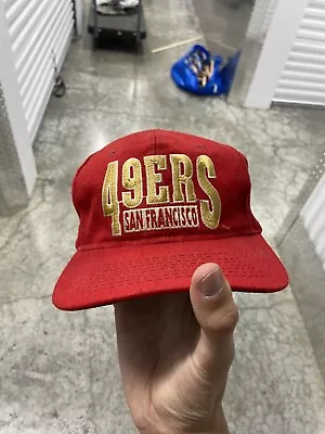 Vintage San Francisco 49ers Drew Pearson SnapBack Hat NFL Script Logo Red 90s • $0.99