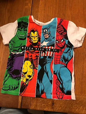 Marvel Super Hero’s T Shirt Age 2-3 Spider-Man Iron Man Hulk Captain America  • £4.99