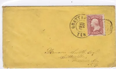 #65 3 Cent 1861 Issue Tied Chattanooga Tennessee On Yellow Cover • $9.95