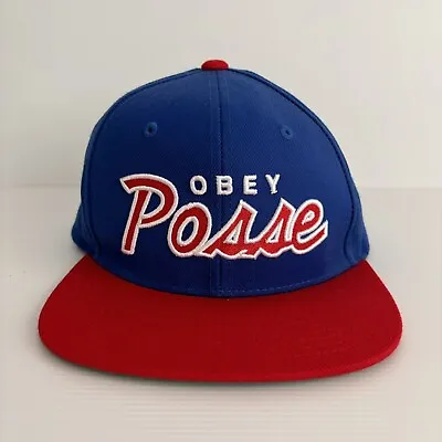 Obey Posse Cap SnapBack Hat | Adults One Size Fits All - Blue/Red | Free Postage • $34.95