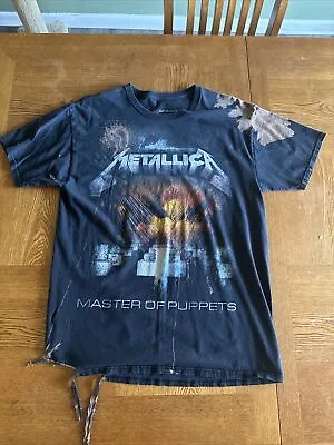 Vintage Metallica Shirt Mens Large Black Master Of Puppets Graphic Bleached Torn • $7.99