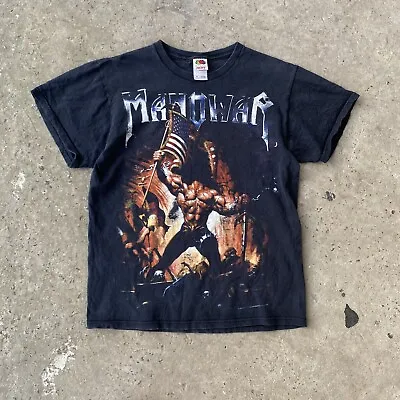 Vintage Manowar Shirt Concert Shirt Band Tee 2002 Heavy Metal Black Crew Neck M • $25